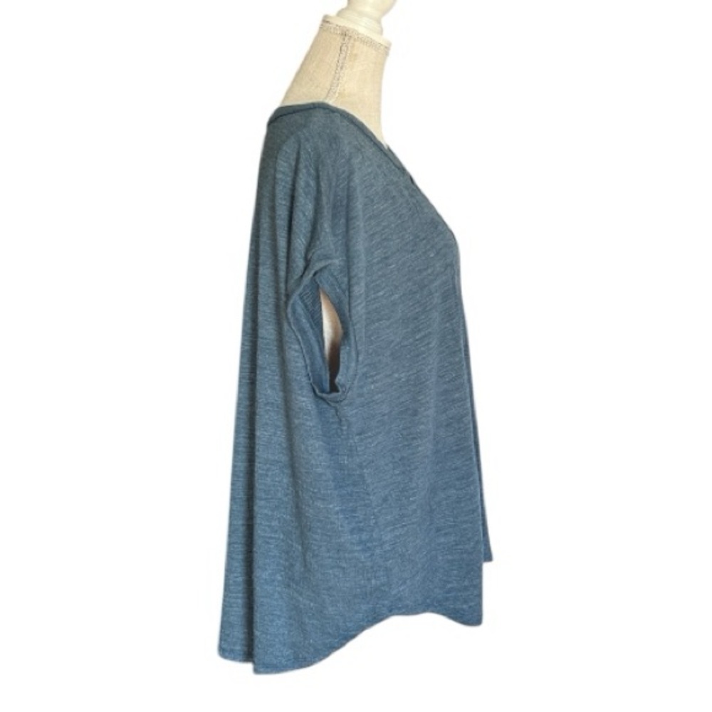 Cable & Gauge Soft Blue Embroidered Textured V-Neck Short Capped Sleeves size 1X - Picture 6 of 16